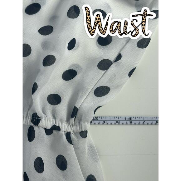 Triple Cherry Polka Dot Sleeveless High Low Dress White Black Casual Small - Picture 9 of 11
